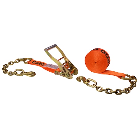 2 X 30' Orange Ratchet Strap W/ Chain Extension